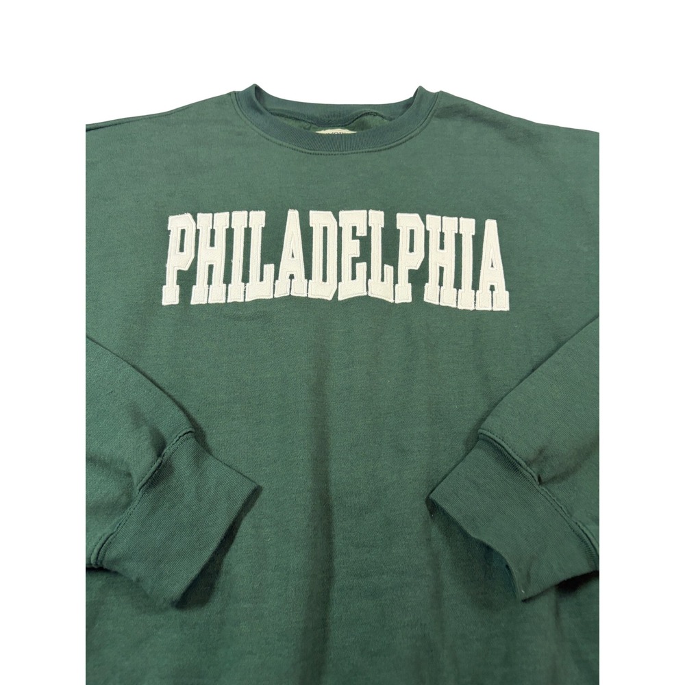 New York Popular Philadelphia Sweatshirt Mens XL Forest Green Crewneck Graphic